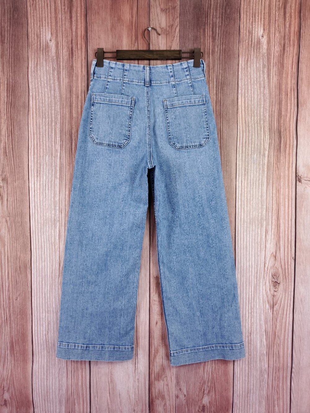 Maeve Anthropologie The Colette Wide Leg Jeans Womens 28 Denim Cropped Ankle - Picture 2 of 16